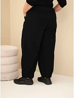 Dámské kalhoty bavlněné Plus Size manšestrové s gumou v pase a kapsami černé Dámské kalhoty bavlněné Plus Size manšestrové s gumou v pase a kapsami černé