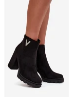 Botki Damskie Ocieplane Na Słupku Z Ozdobnym Detalem Czarne Briella Botki Damskie Ocieplane Na Słupku Z Ozdobnym Detalem Czarne Briella