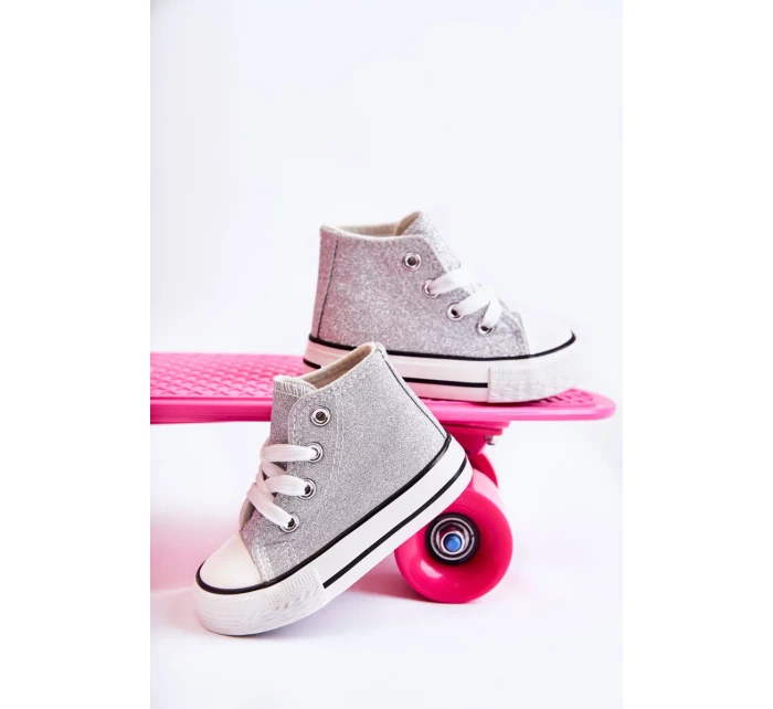 Detské vysoké tenisky strieborné Catrina Detské vysoké tenisky strieborné Catrina