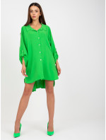 Svetlozelené asymetrické košeľové šaty Elaria