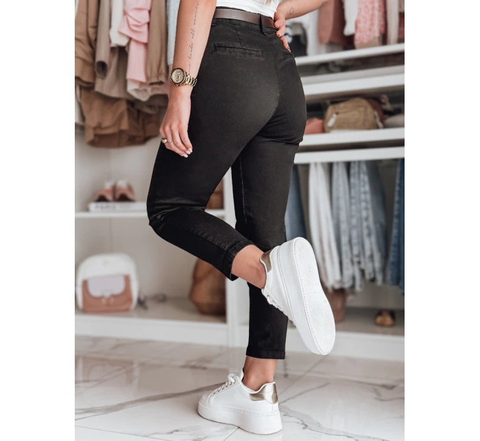 Dámské kalhoty slim fit s páskem black Dstreet model 21986237 - FashionStreet