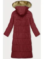 Červená dlouhá zimní bunda s kapucí model 21247371 - MELYA MELODY