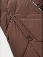 Dámská zimní plus size bunda v čokoládové barvě s kapucí model 21248349 - S'WEST Dámská zimní plus size bunda v čokoládové barvě s kapucí model 21248349 - S'WEST