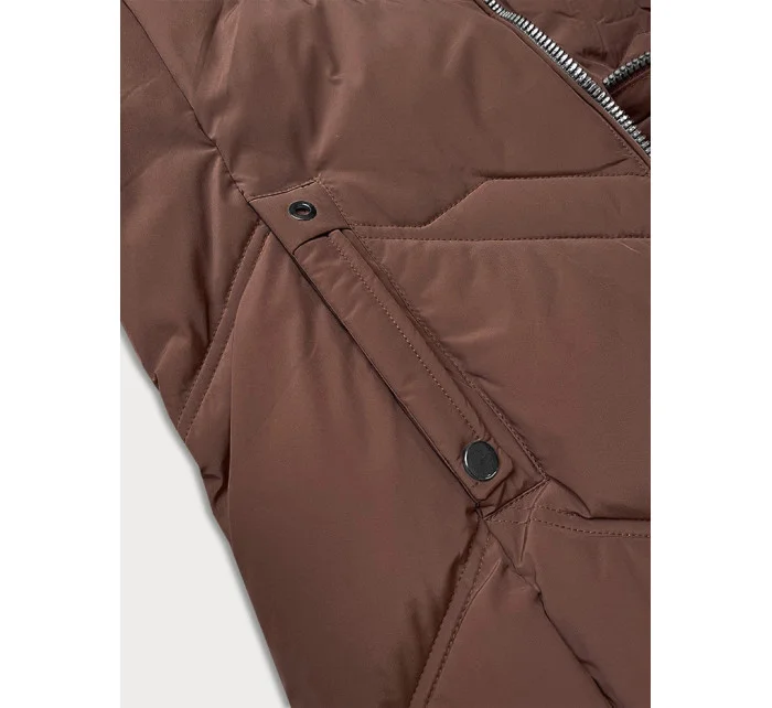 Dámska zimná plus size bunda v čokoládovej farbe s kapucňou S'west (B8300-14) Dámska zimná plus size bunda v čokoládovej farbe s kapucňou S'west (B8300-14)