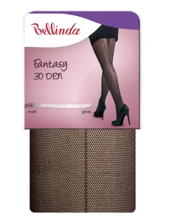 Dámske sieťované pančuchy s prúžkom FANTASY 30 DEN - BELLINDA - čierne