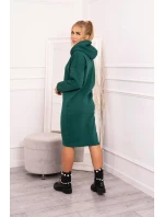 Šaty s kapucňou a bočným rázporkom tmavo zelené