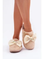 Dámské Pantofle S Kožešinou A Mašlí Béžové model 21681839 - Boto