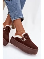 Ženské Sněhule S Kožešinou A Přezkou Na Platformě Čokoládové model 21757740 - Boto