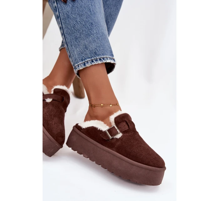 Ženské Sněhule S Kožešinou A Přezkou Na Platformě Čokoládové model 21757740 - Boto