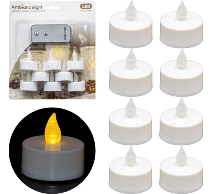 SADA 8 ČAJOVÝCH SVETIELOK S DIAĽKOVÝM OVLÁDANÍM