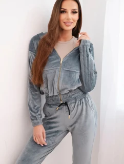 Dámska bavlnená trojdielna súprava s mikinou, topom a teplákmi ružová neónová