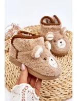 Kapcie Dziecięce Ocieplane Z Misiem Beżowe Eberra