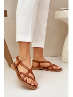 Kožené Sandály S Pásky  Hnědé model 21683998 - Zazoo