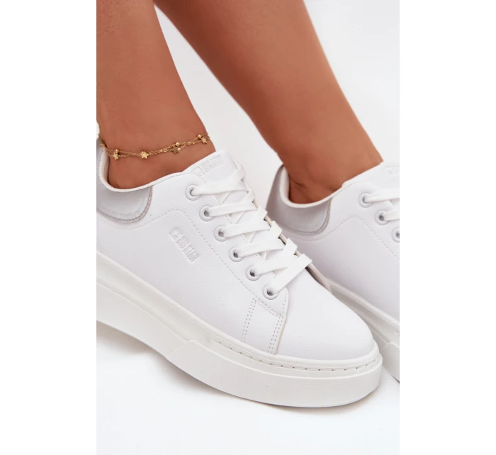 Sneakersy Damskie Na Platformie Big Star SS274245 Biało-Srebrne Sneakersy Damskie Na Platformie Big Star SS274245 Biało-Srebrne
