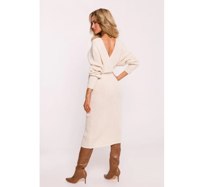 Svetrové šaty s výstřihem do V  kost model 20476150 - Moe