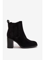 Dámske zateplené čižmy Brevina - čierne, na stĺpcovom podpätku Dámske zateplené čižmy Brevina - čierne, na stĺpcovom podpätku