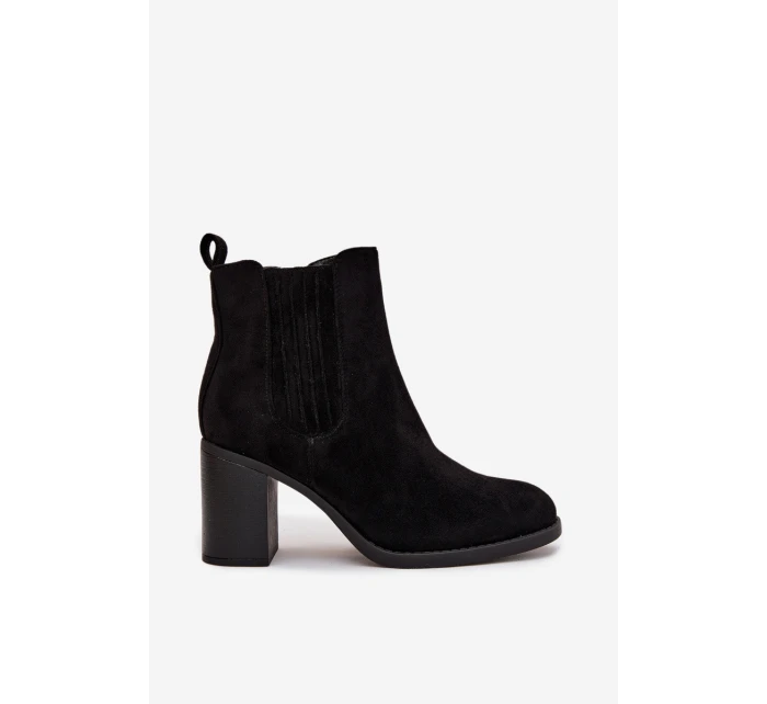 Dámske zateplené čižmy Brevina - čierne, na stĺpcovom podpätku Dámske zateplené čižmy Brevina - čierne, na stĺpcovom podpätku