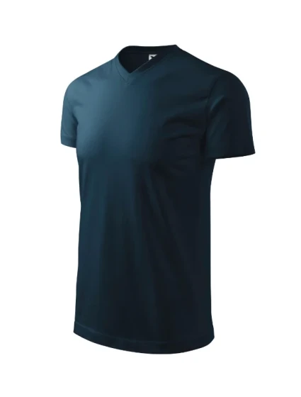 Ťažké tričko s výstrihom do V unisex námornícka modrá