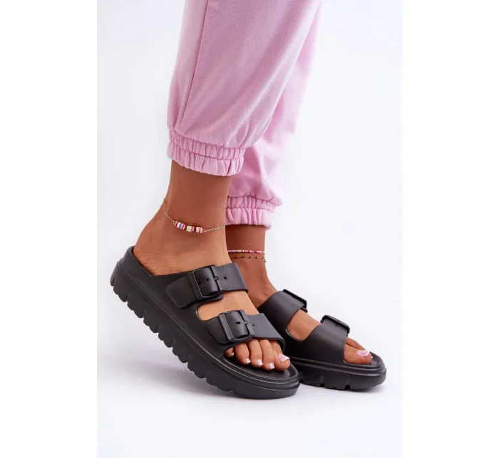 Dámske žabky / papuče 24SD97-5610 Black - NOVINKY