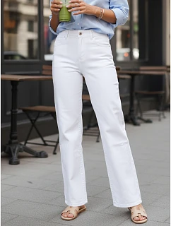 Jeansy damskie wide leg z wysokim stanem białe model 22109995 - FashionStreet