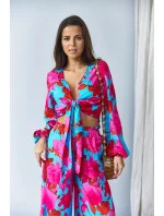 Súprava blúzky a širokých nohavíc modrá (8175)