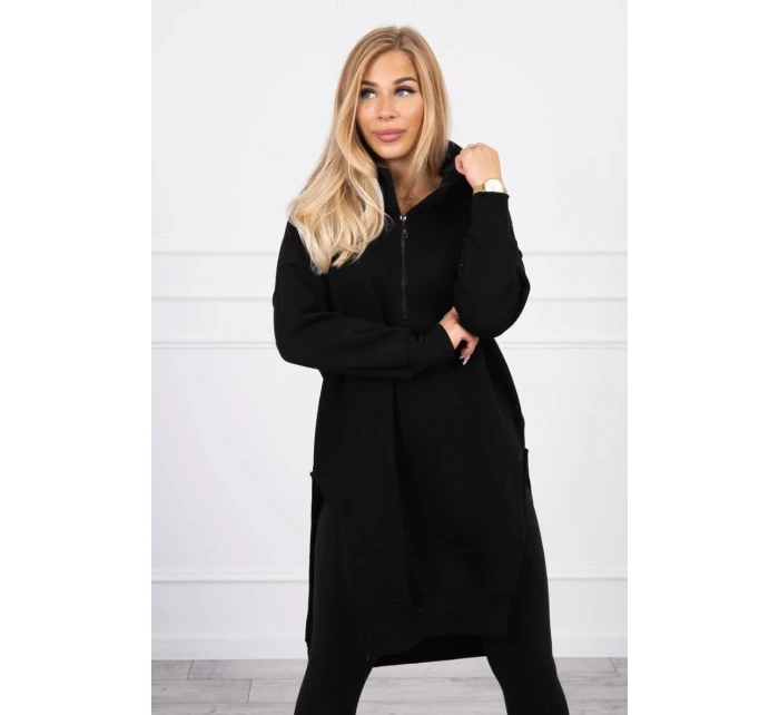 Zateplená mikina s bočnými otvormi čierna