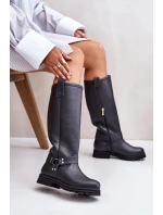 Skórzane Kozaki Damskie Przed Kolano Lewski 3615 Czarne