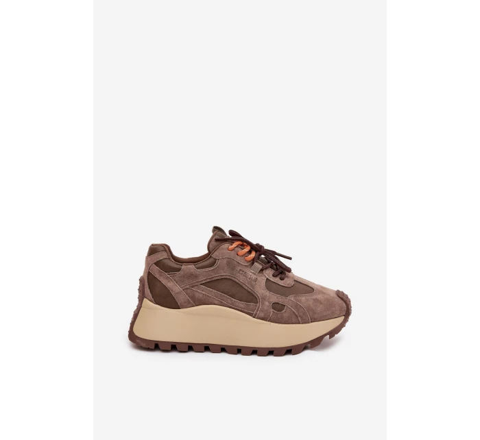 Kožené sneakersy na platformě dámské Big Star model 21705737 HIPOLY SYSTEM béžové - Big Star Shoes Kožené sneakersy na platformě dámské Big Star model 21705737 HIPOLY SYSTEM béžové - Big Star Shoes