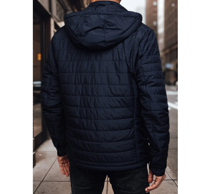 Pánská přechodná prošívaná bunda s kapucí tmavě modrá Dstreet model 21983026 - FashionStreet