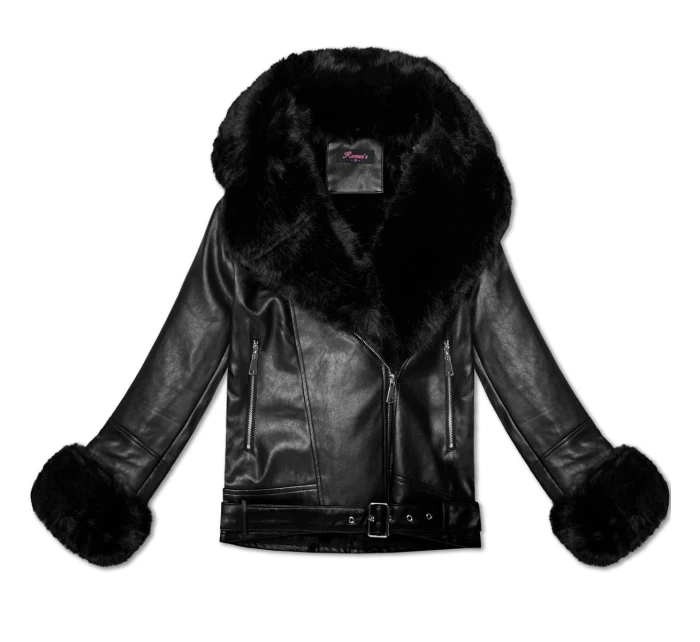 Černá dámská bunda ramoneska s límcem model 21486698 - ROMEE'S