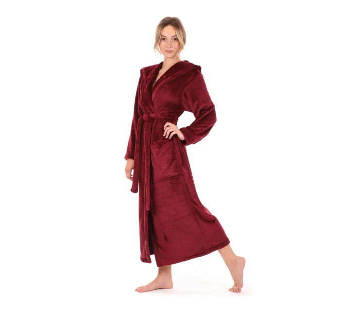 Dámsky župan Siena s kapucňou 3156 oversized bordový - Vestis