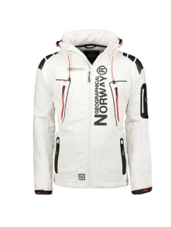 Geographical Norway Pánska rýchloschnúca športová bunda Techno MEN 056 BS3 biela s kapucňou (WU1060H/GN) pánska