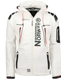 Geographical Norway Pánska rýchloschnúca športová bunda Techno MEN 056 BS3 biela s kapucňou (WU1060H/GN) pánska