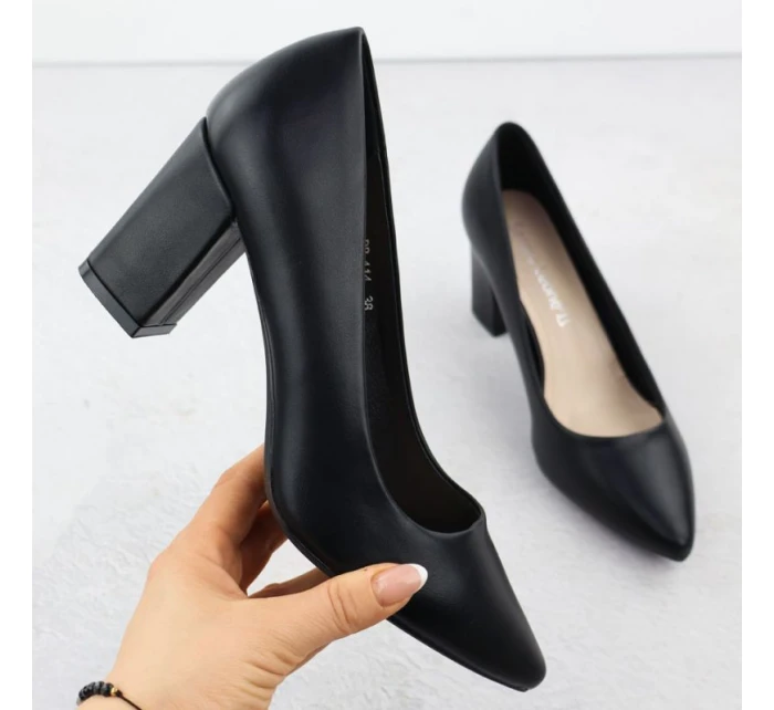 Dámske čierne lodičky Sergio Leone na ihlovom podpätku PB414 Dámske čierne lodičky Sergio Leone na ihlovom podpätku PB414