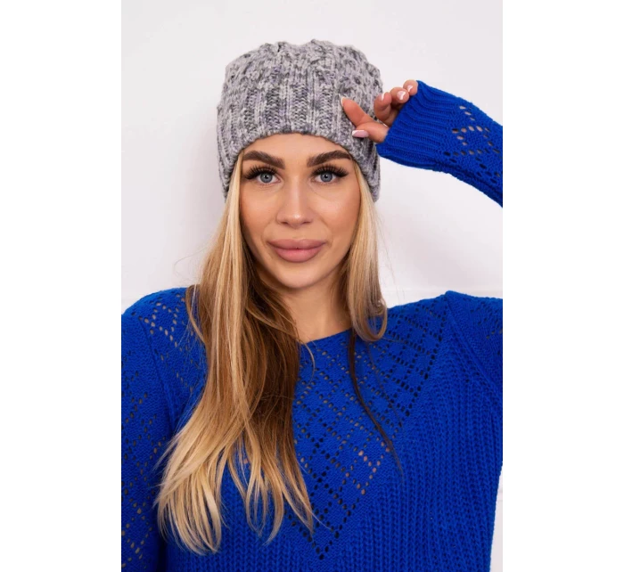 Fleecová čiapka Roksana K209 sivá+fialová