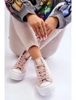 Wysokie Materiałowe Trampki Na Platformie Big Star LL274157 Nude