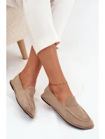 Mokasyny Damskie Z Eko Zamszu Płaskie Beżowe Miryelle