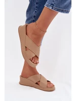 Zdobené dámské sandály na platformě z eko kůže Béžové Calorissa Zdobené dámské sandály na platformě z eko kůže Béžové Calorissa