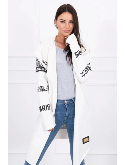 Voľný sveter s nápisom 033 krémový - Kesi