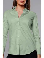 Světle zelená klasická dámská košile model 18302325 - J.STYLE Světle zelená klasická dámská košile model 18302325 - J.STYLE