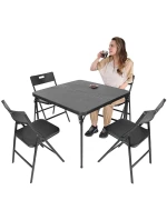 Stôl na stolovanie KOMPAKTNÝ STÔL 86,5x86,5x71 cm a 4 sedadlá ČIERNA