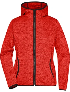 JN Dámská pletená fleecová bunda s kapucí 02.0 red melange/black model 22487223 - Daiber