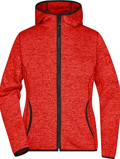 JN Dámská pletená fleecová bunda s kapucí 02.0 red melange/black model 22487223 - Daiber