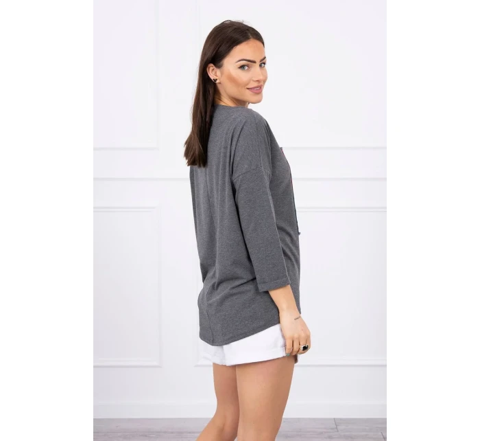 American Girl grafická blúzka grafitová S/M - L/XL