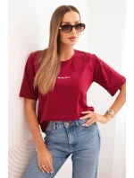 Dámska bavlnená blúzka s potlačou Minimal bordová Dámska bavlnená blúzka s potlačou Minimal bordová