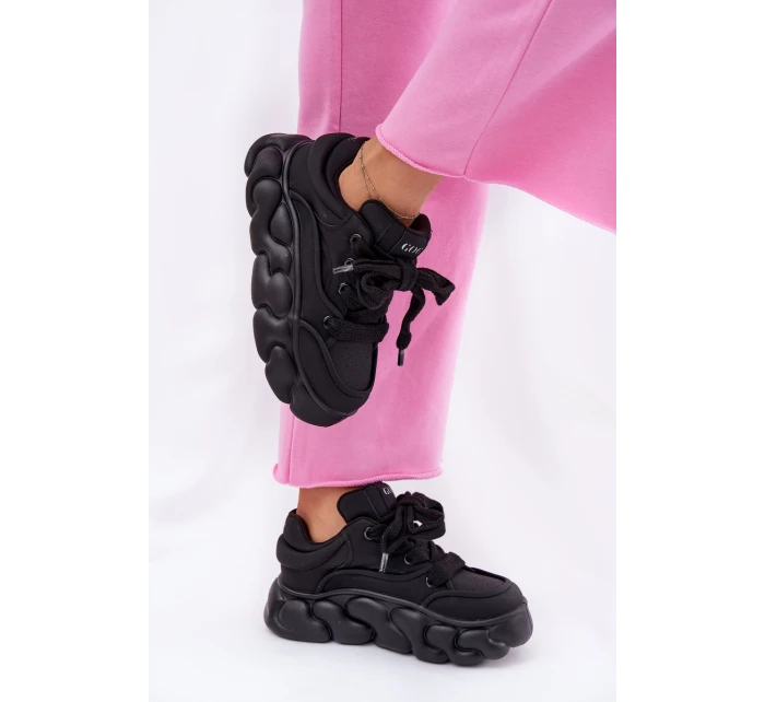 Dámské Kožené Tenisky Na Masivní Platformě model 21692679 Černé - Goe