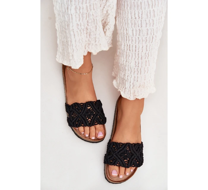 Klapki Damskie Na Korkowej Platformie Czarne Timaxrre