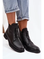 Skórzane Ocieplane Botki Damskie D&A MK52-026 Czarne