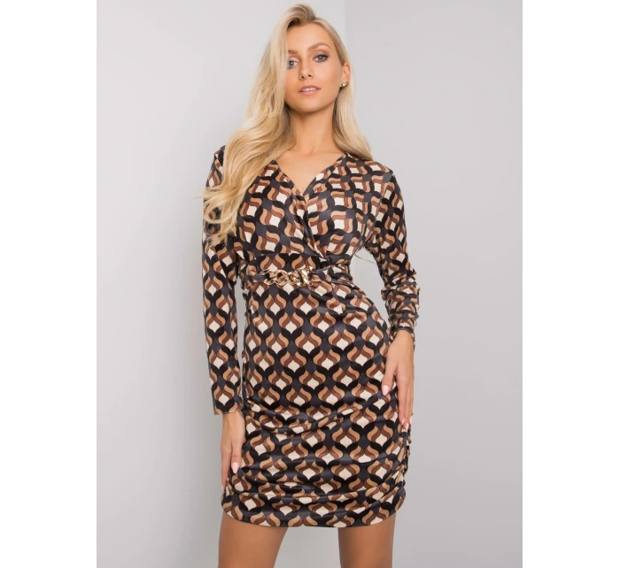 Šaty DHJ SK 12695.26P čierna a béžová