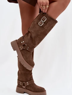 Dámske čižmy Helisse - čierne, s remienkami a striebornými prackami